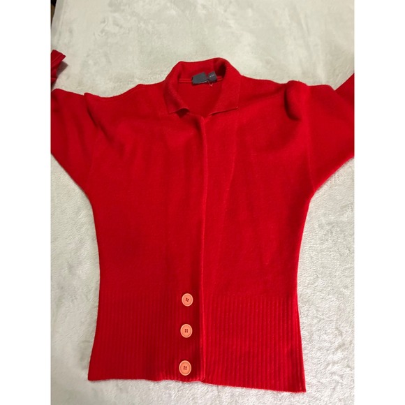 John Weitz Sweaters - John Weitz Vintage Red Lambswool Angora Blend Collared Button Hem Cardigan M